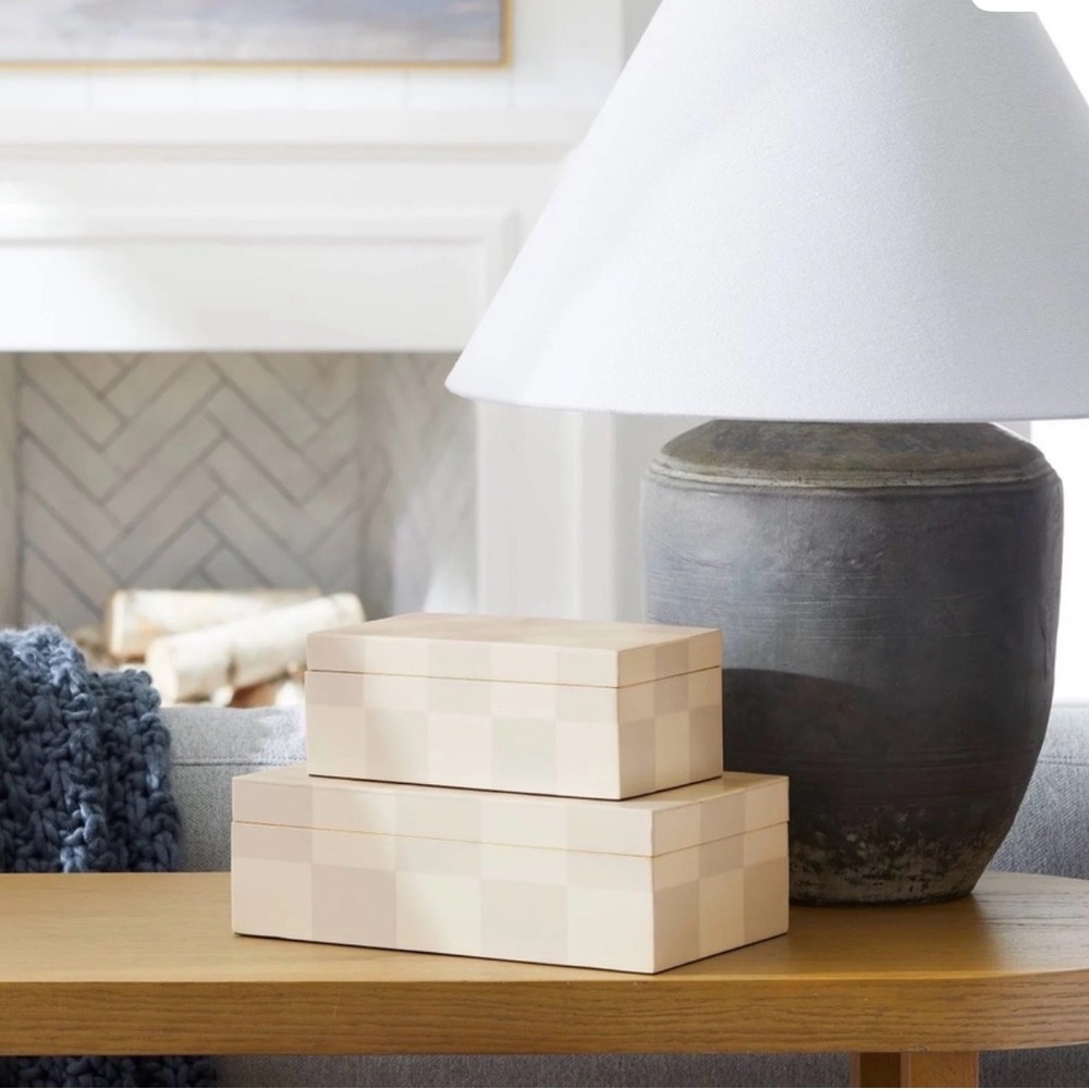 Studio McGee Resin Checkered Boxes (Set of 2)